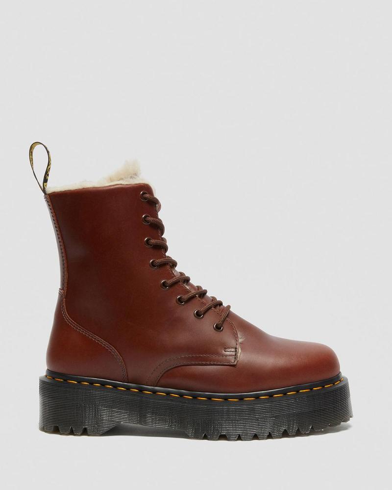 Men's Dr Martens Jadon Faux Fur Lined Platform Boots Brown | AU 553YXF